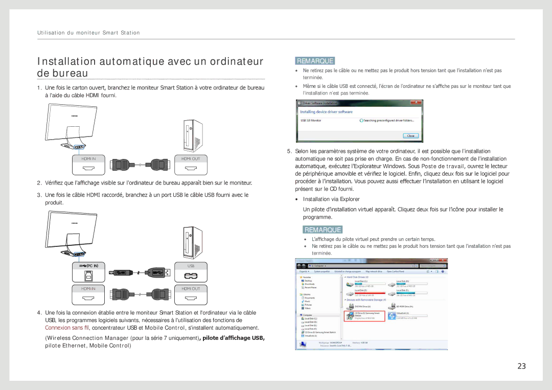 Samsung LC24B550US/EN, LC27B750XS/EN, LC24B750XS/EN manual Installation automatique avec un ordinateur de bureau 