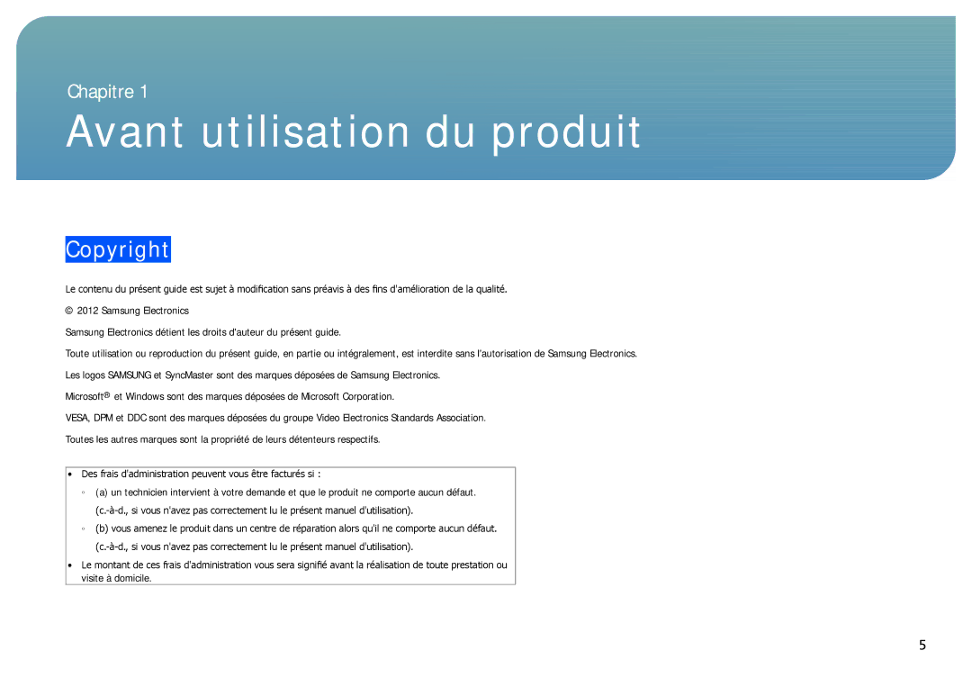 Samsung LC24B550US/EN, LC27B750XS/EN, LC24B750XS/EN manual Avant utilisation du produit, Copyright 