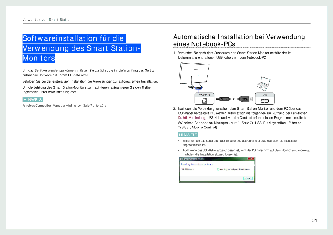 Samsung LC27B750XS/EN, LC24B750XS/EN, LC24B550US/EN manual Automatische Installation bei Verwendung eines Notebook-PCs 