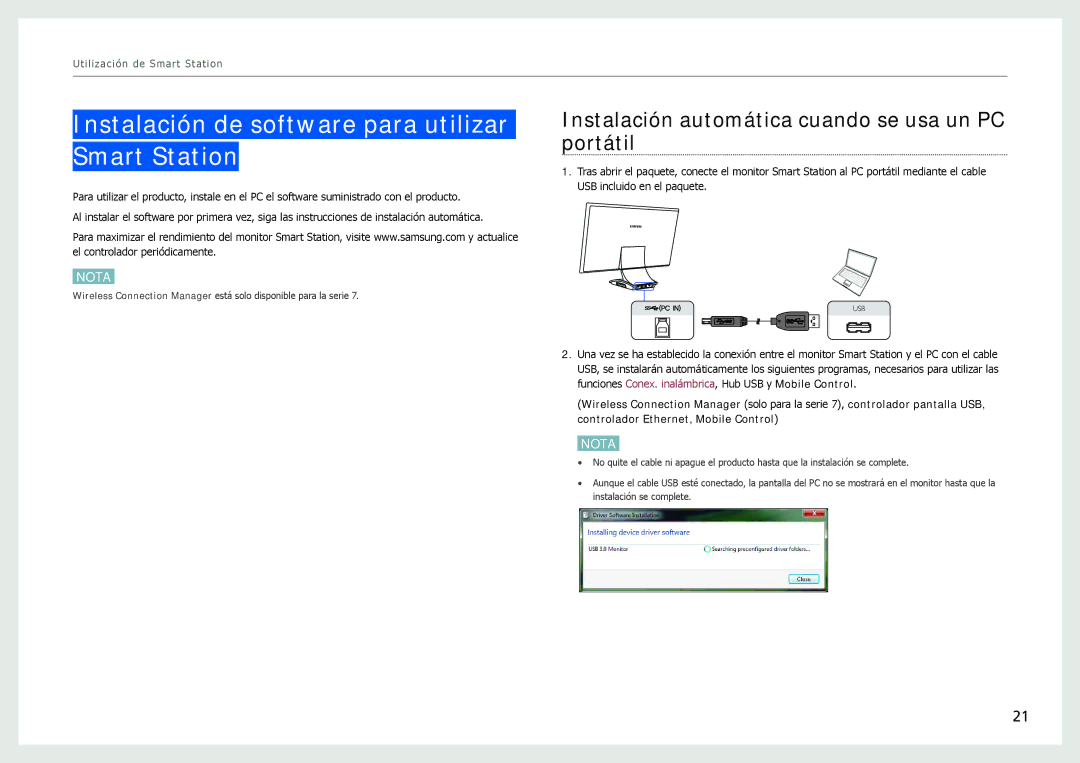 Samsung LC27B750XS/EN, LC24B750XS/EN, LC24B550US/EN manual Instalación de software para utilizar Smart Station 