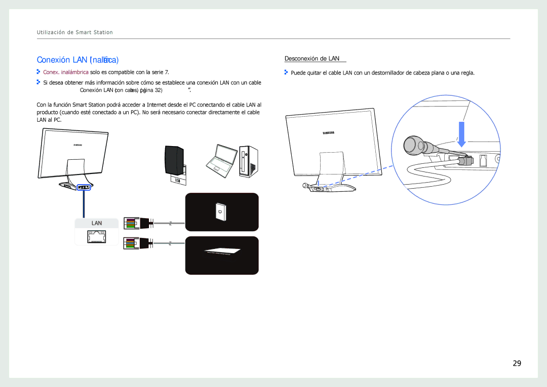 Samsung LC24B550US/EN, LC27B750XS/EN, LC24B750XS/EN manual Conexión LAN Inalámbrica, Desconexión de LAN 