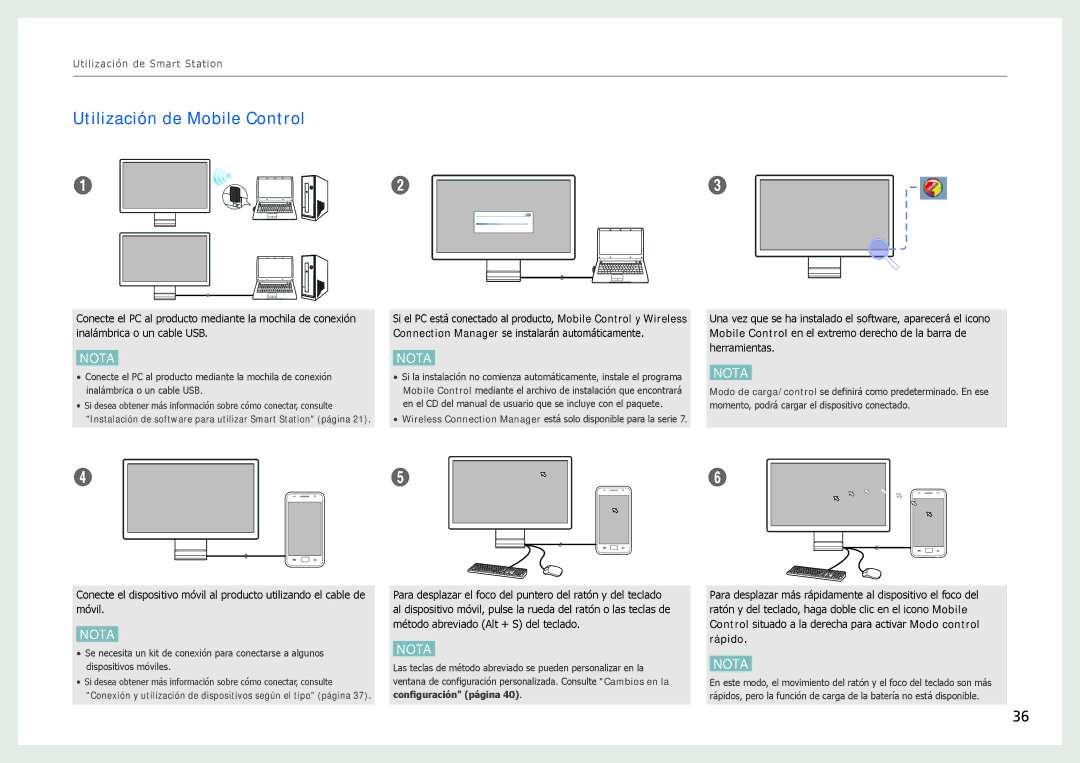 Samsung LC27B750XS/EN, LC24B750XS/EN, LC24B550US/EN manual Utilización de Mobile Control 