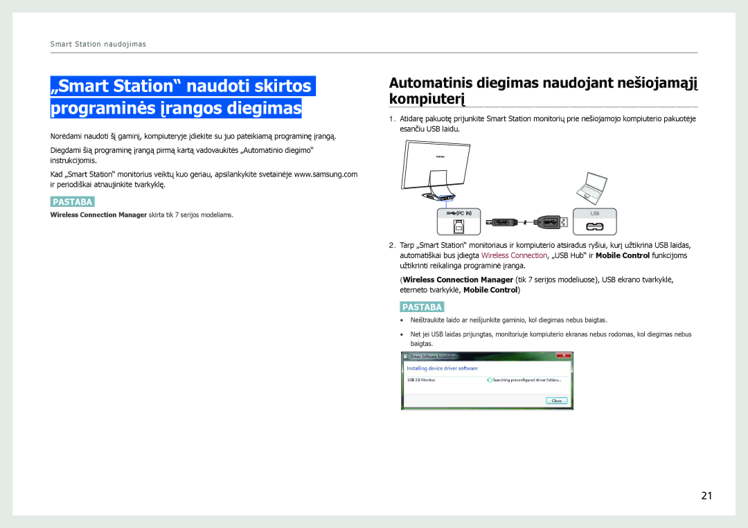 Samsung LC27B750XS/EN, LC24B750XS/EN, LC24B550US/EN manual „Smart Station naudoti skirtos programinės įrangos diegimas 