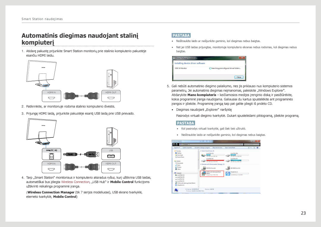 Samsung LC24B550US/EN, LC27B750XS/EN, LC24B750XS/EN manual Automatinis diegimas naudojant stalinį kompiuterį 