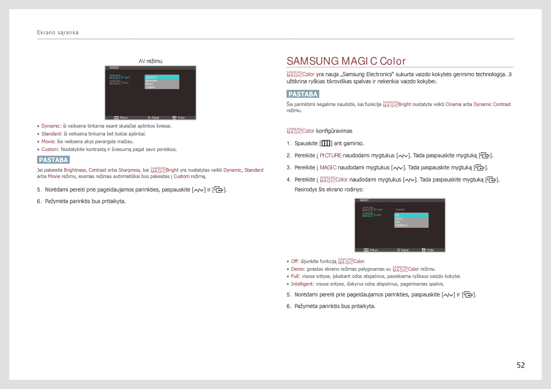 Samsung LC24B750XS/EN, LC27B750XS/EN, LC24B550US/EN manual Samsung Magic Color, AV režimu 