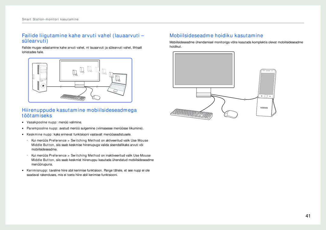 Samsung LC24B550US/EN Failide liigutamine kahe arvuti vahel lauaarvuti sülearvuti, Mobiilsideseadme hoidiku kasutamine 