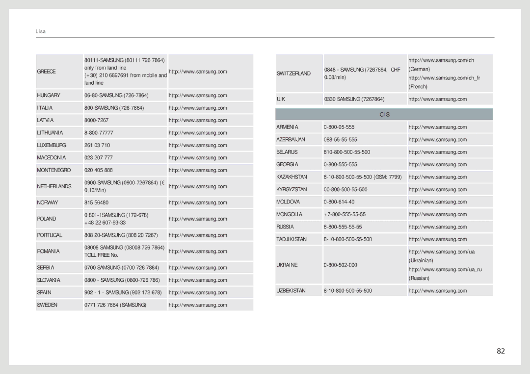 Samsung LC24B750XS/EN, LC27B750XS/EN, LC24B550US/EN manual Cis 