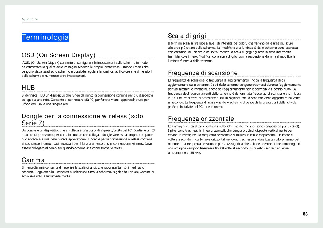 Samsung LC27B750XS/EN, LC24B750XS/EN manual Terminologia 