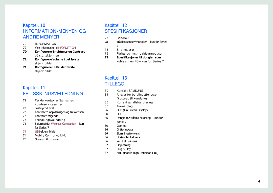 Samsung LC27B750XS/EN, LC24B750XS/EN manual INFORMATION-MENYEN OG Andre Menyer 