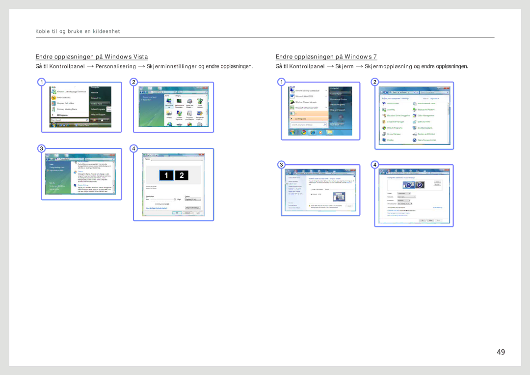 Samsung LC24B750XS/EN, LC27B750XS/EN manual Endre oppløsningen på Windows Vista 