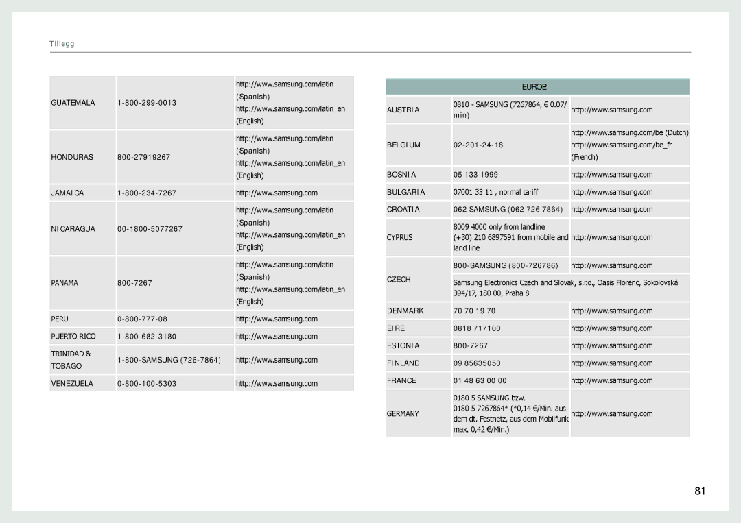 Samsung LC24B750XS/EN, LC27B750XS/EN manual Europe 