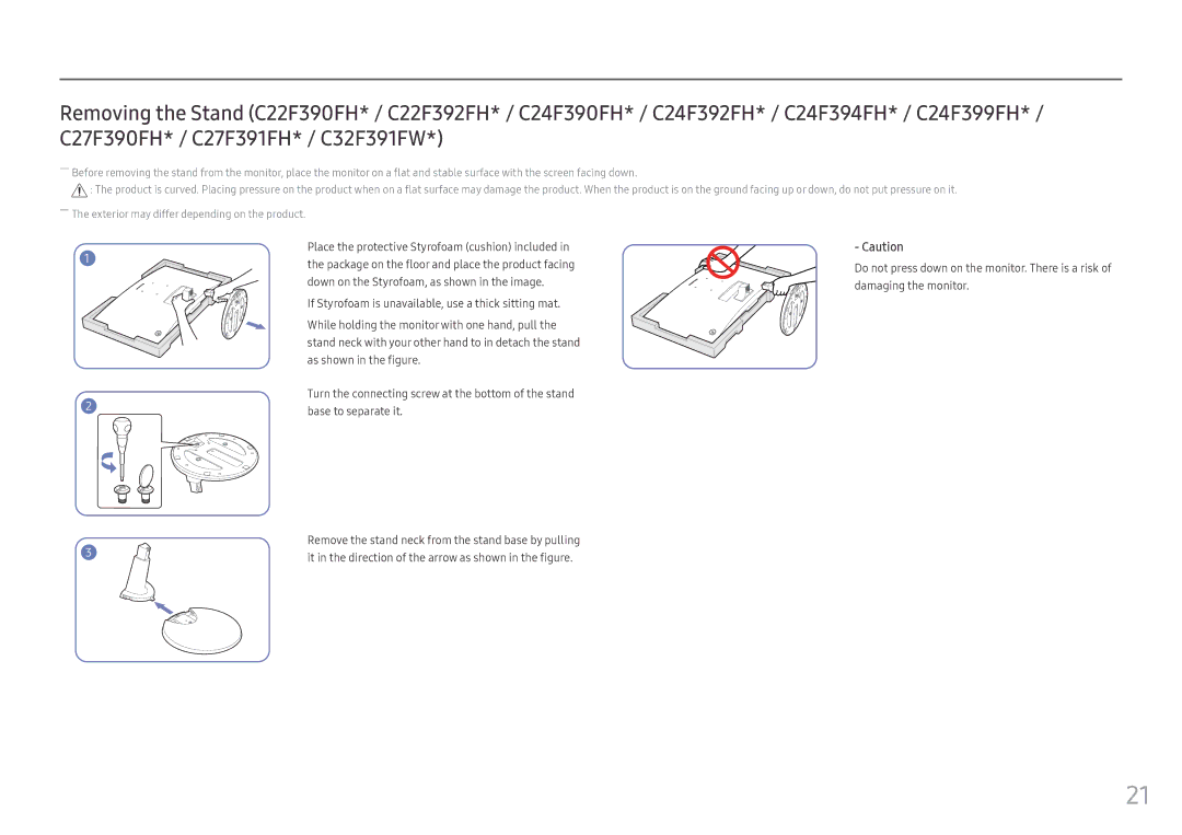 Samsung LC24F396FHIXCI, LC27F398FWUXEN, LC32F391FWUXEN manual It in the direction of the arrow as shown in the figure 