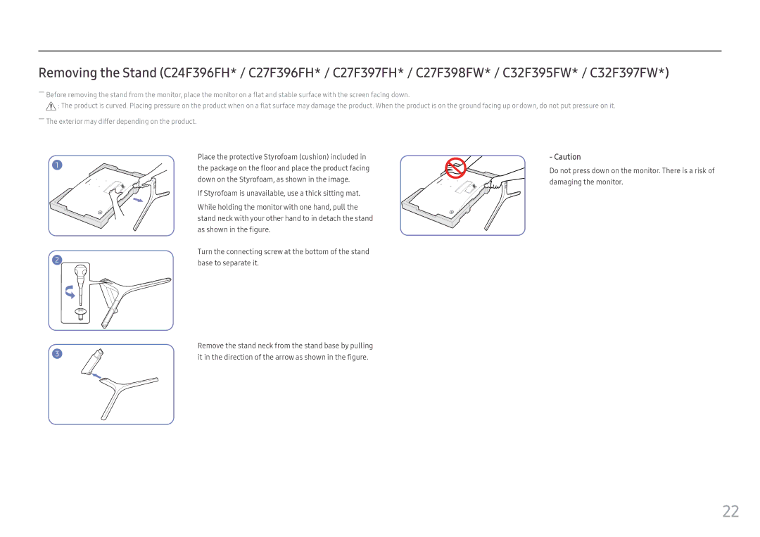 Samsung LC27F390FHIXCI, LC27F398FWUXEN, LC32F391FWUXEN manual It in the direction of the arrow as shown in the figure 