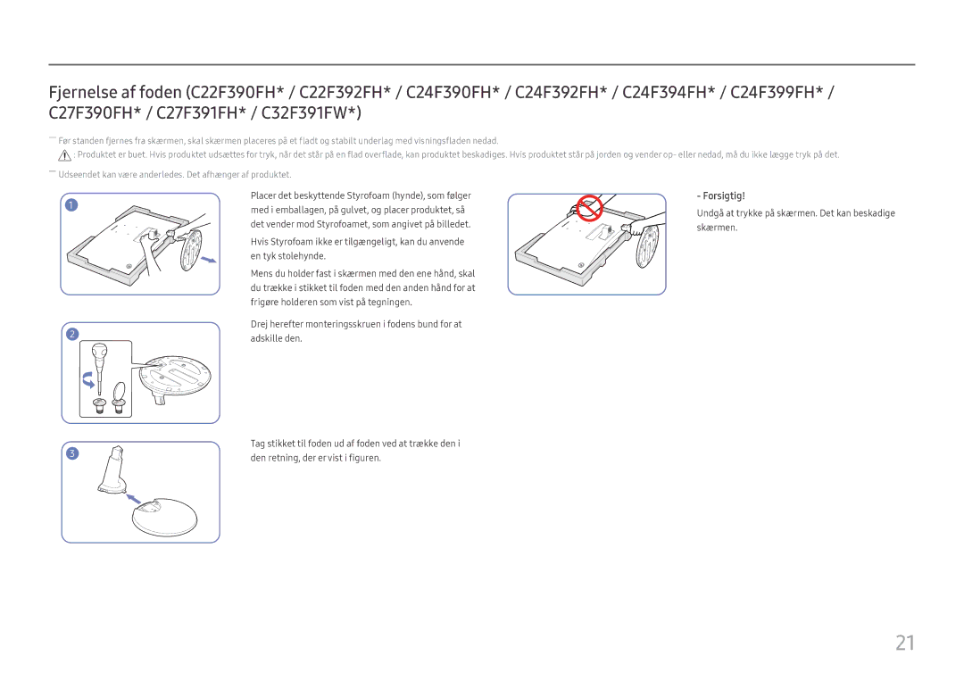 Samsung LS22E45UDWC/XE, LC27F398FWUXEN, LC32F391FWUXEN, LC24F390FHUXEN, LS22E45UDWG/EN Den retning, der er vist i figuren 