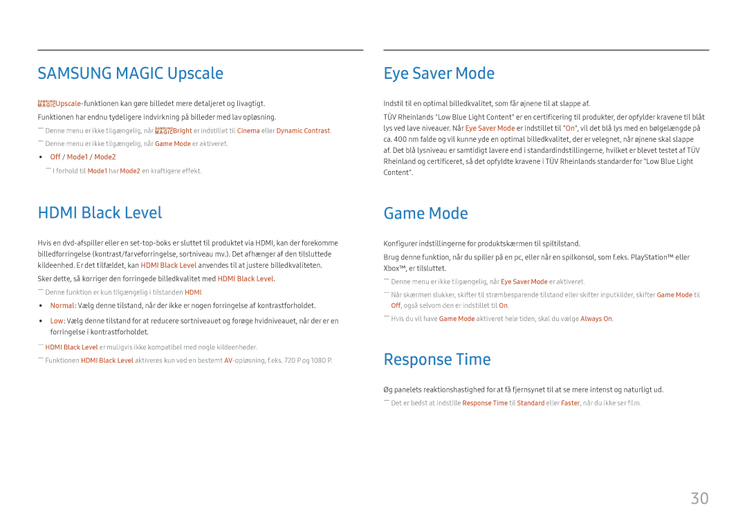 Samsung LC27F390FHUXEN, LC27F398FWUXEN Samsung Magic Upscale, Hdmi Black Level, Eye Saver Mode, Game Mode, Response Time 