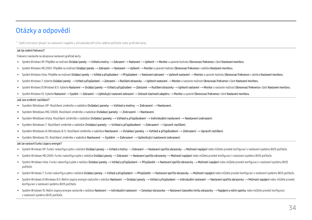 Samsung LC27F581FDUXEN manual Otázky a odpovědi 