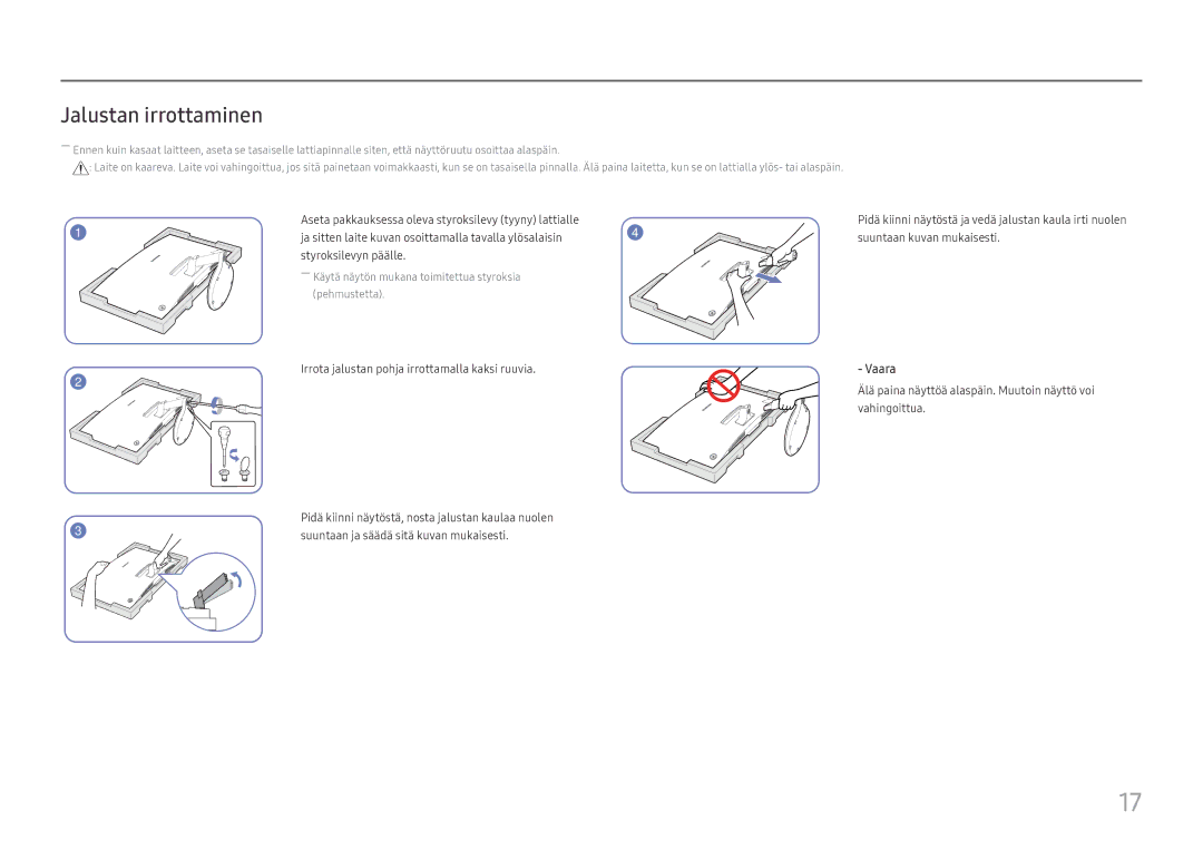 Samsung LC27F581FDUXEN manual Jalustan irrottaminen 