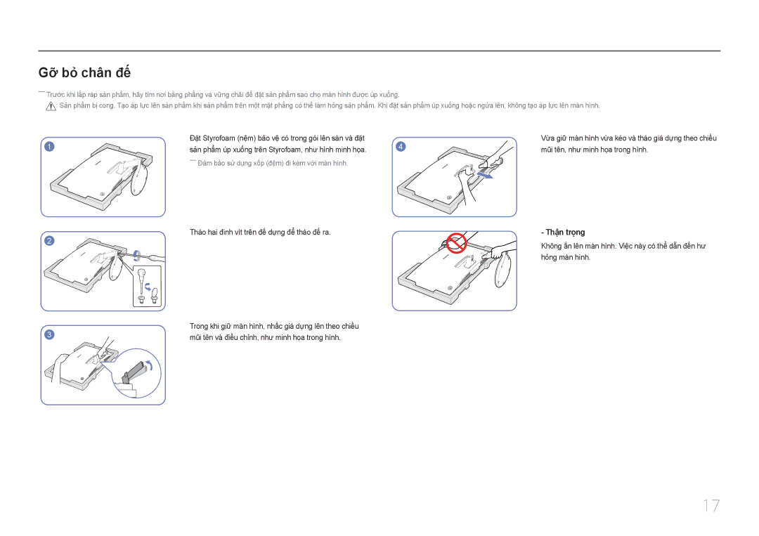 Samsung LC27F591FDEXXV manual Gỡ bỏ̉ chân đế 