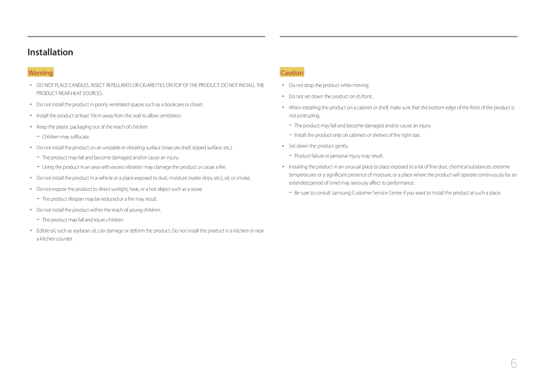 Samsung LC27F591FDMXUE, LC27F591FDUXEN, LC27F591FDEXXV, LC27F591FDIXCI, LC27F591FDMXCH manual Installation 