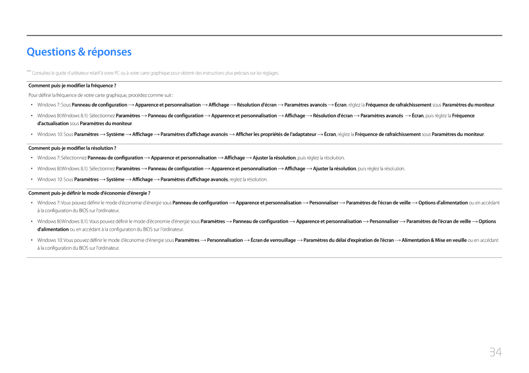 Samsung LC27F591FDUXEN manual Questions & réponses, Comment puis-je modifier la fréquence ? 