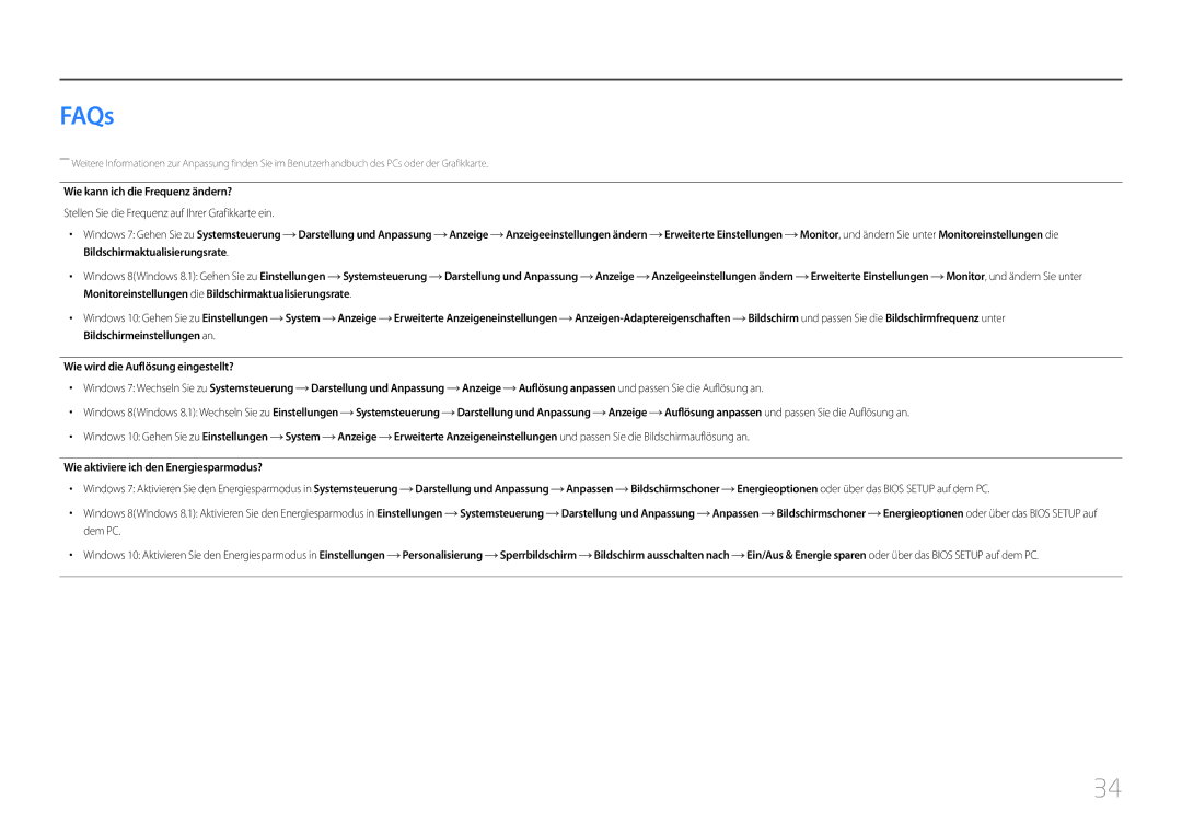 Samsung LC27F591FDUXEN FAQs, Wie kann ich die Frequenz ändern?, Stellen Sie die Frequenz auf Ihrer Grafikkarte ein, Dem PC 