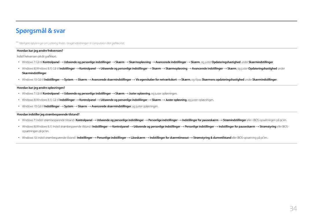 Samsung LC27F591FDUXEN manual Spørgsmål & svar, Hvordan kan jeg ændre frekvensen?, Indstil frekvensen på dit grafikkort 