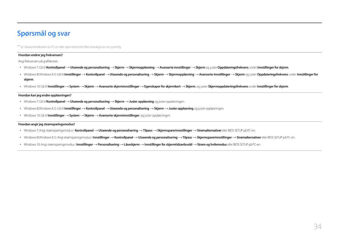 Samsung LC27F591FDUXEN manual Spørsmål og svar, Hvordan endrer jeg frekvensen? 