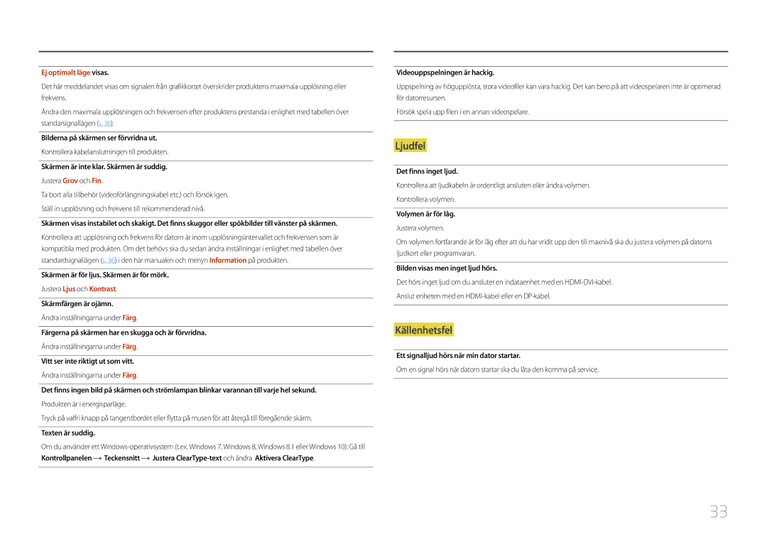 Samsung LC27F591FDUXEN manual Kontrollera kabelanslutningen till produkten, Justera Ljus och Kontrast 