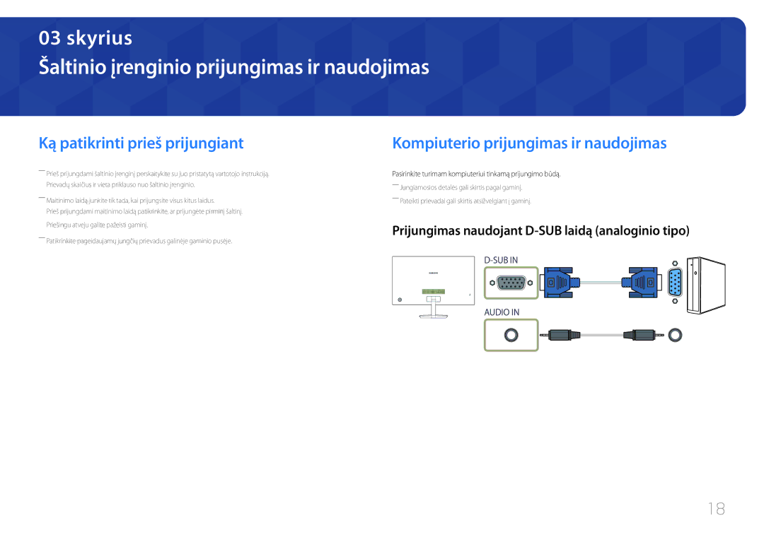 Samsung LC27F591FDUXEN manual Šaltinio įrenginio prijungimas ir naudojimas, Ką patikrinti prieš prijungiant 