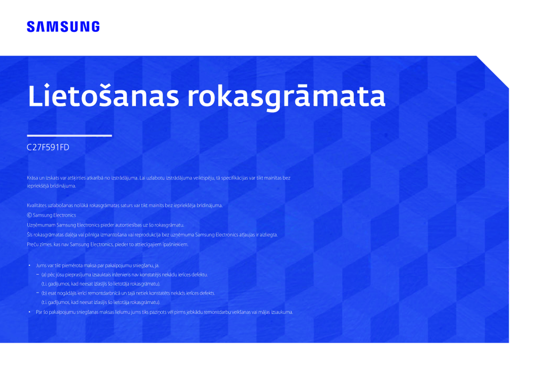 Samsung LC27F591FDUXEN manual Lietošanas rokasgrāmata 