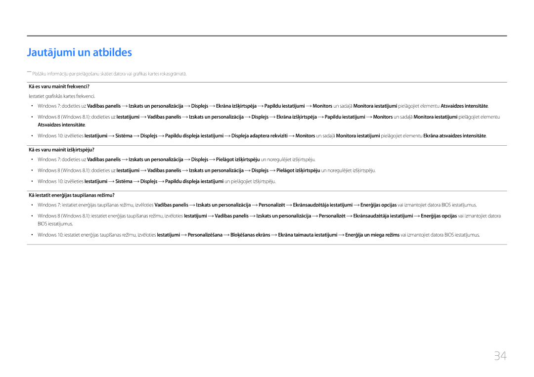 Samsung LC27F591FDUXEN manual Jautājumi un atbildes 