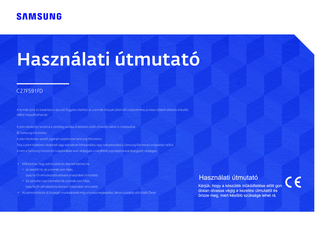 Samsung LC27F591FDUXEN manual Használati útmutató 