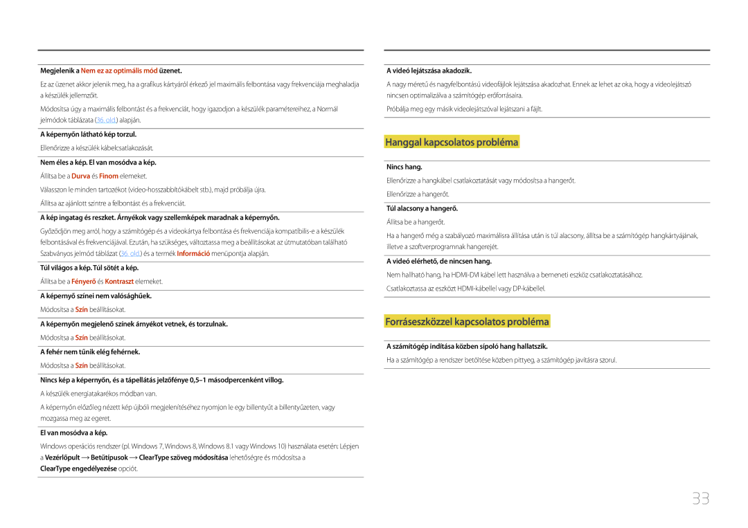 Samsung LC27F591FDUXEN manual Megjelenik a Nem ez az optimális mód üzenet 