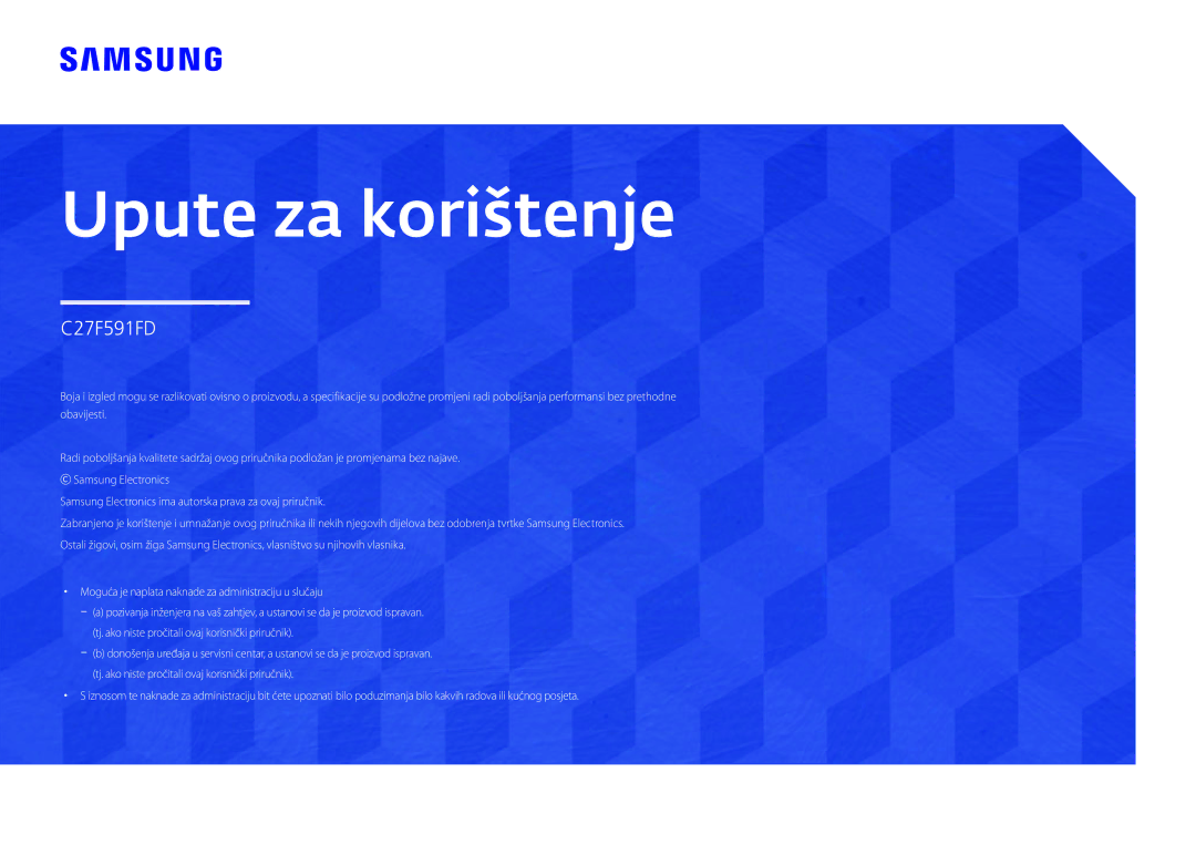 Samsung LC27F591FDUXEN manual Upute za korištenje 