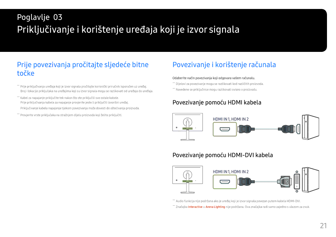 Samsung LC24FG70FQUXEN manual Priključivanje i korištenje uređaja koji je izvor signala, Povezivanje i korištenje računala 