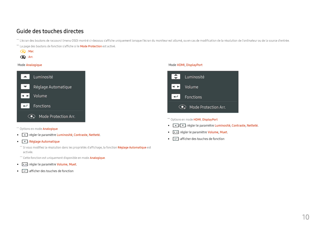 Samsung LC27H580FDUXEN manual Guide des touches directes, Réglage Automatique 