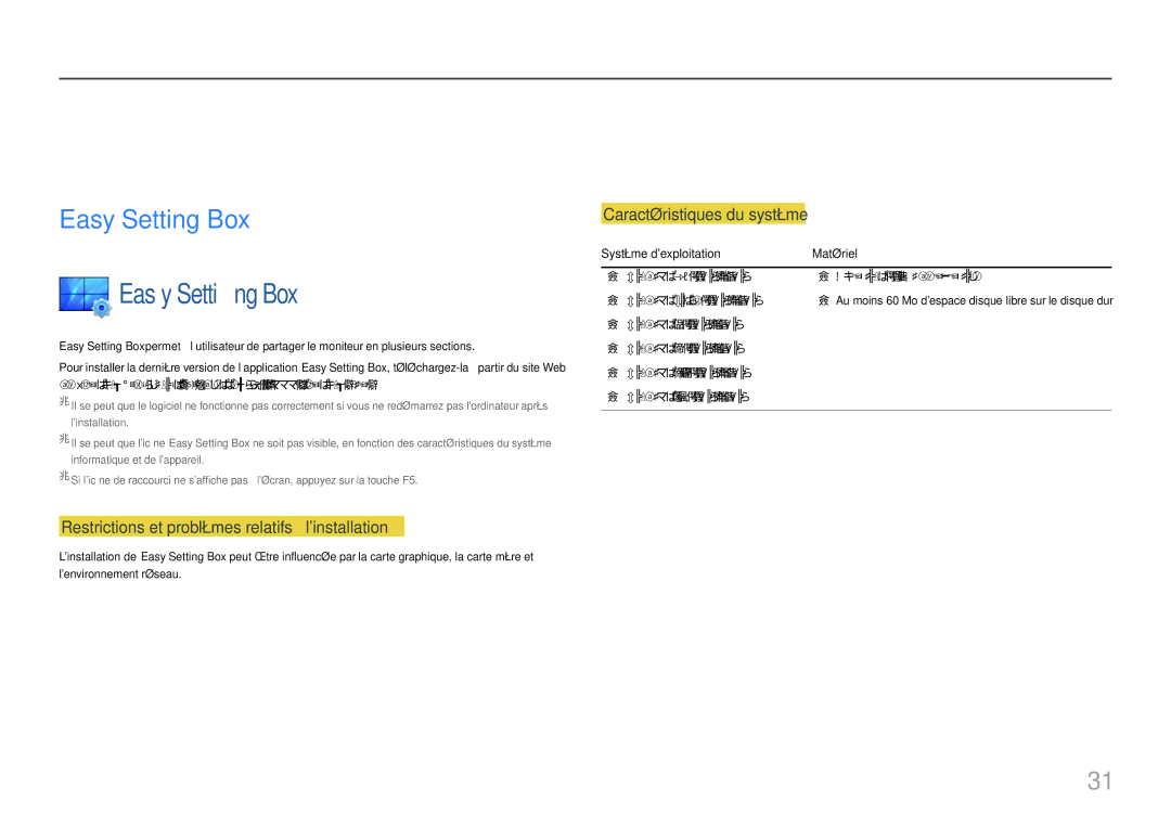 Samsung LC27H580FDUXEN manual Installation du logiciel, Easy Setting Box 