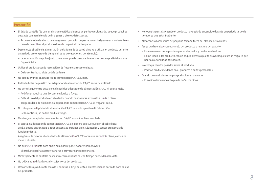 Samsung LC27H580FDUXEN manual Precaución 