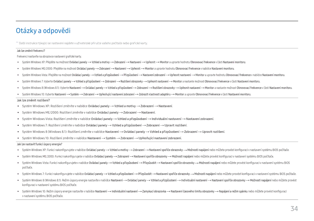 Samsung LC27H580FDUXEN manual Otázky a odpovědi 