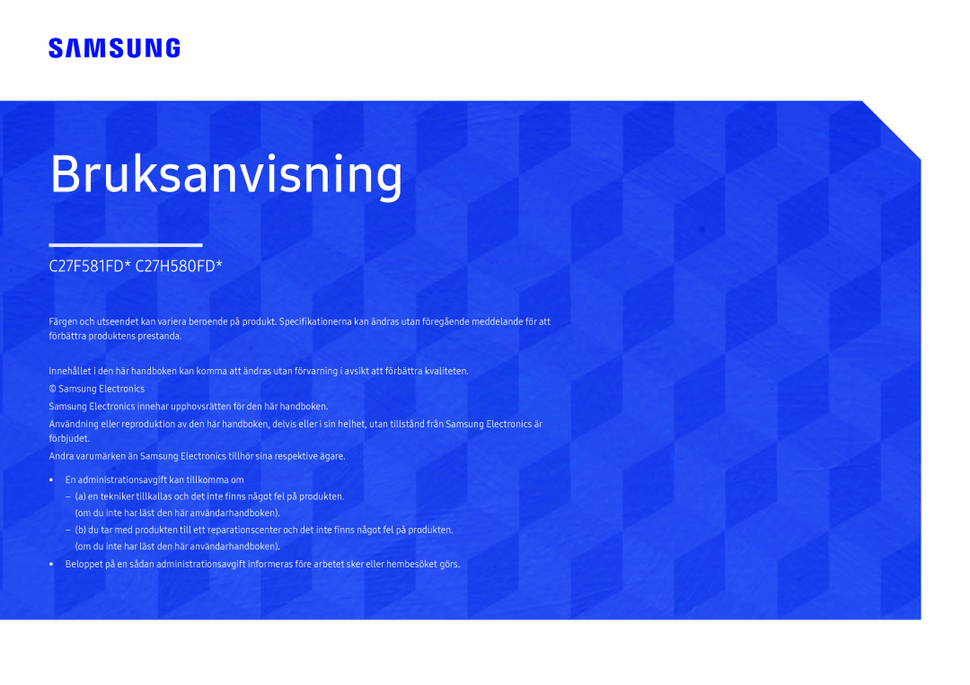 Samsung LC27H580FDUXEN manual Bruksanvisning 