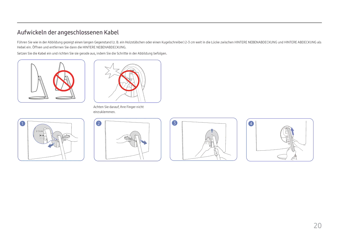 Samsung LC27H711QEUXEN, LC32H711QEUXEN manual Aufwickeln der angeschlossenen Kabel 