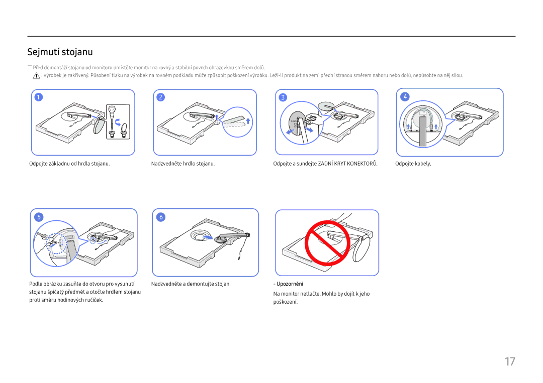 Samsung LC32H711QEUXEN, LC27H711QEUXEN manual Sejmutí stojanu 