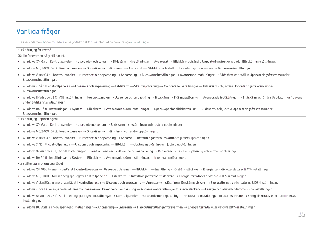 Samsung LC32H711QEUXEN, LC27H711QEUXEN manual Vanliga frågor 