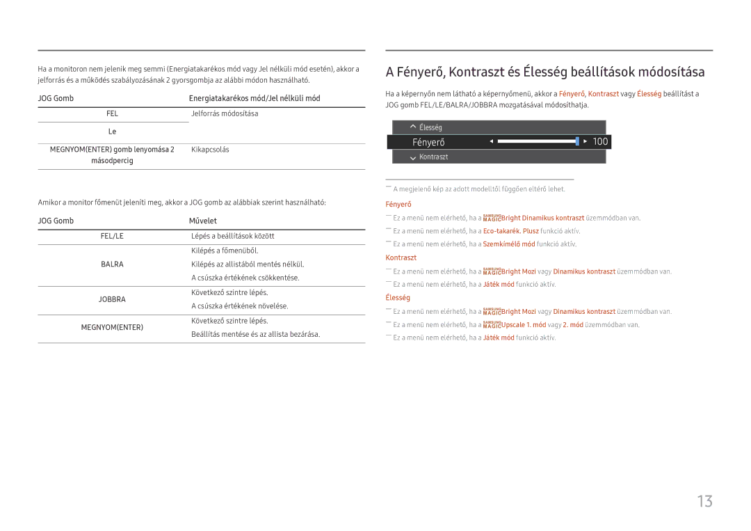 Samsung LC32H711QEUXEN manual Fényerő, Kontraszt és Élesség beállítások módosítása, Jelforrás módosítása, Kikapcsolás 