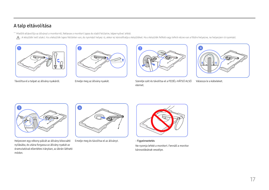 Samsung LC32H711QEUXEN, LC27H711QEUXEN manual Talp eltávolítása 