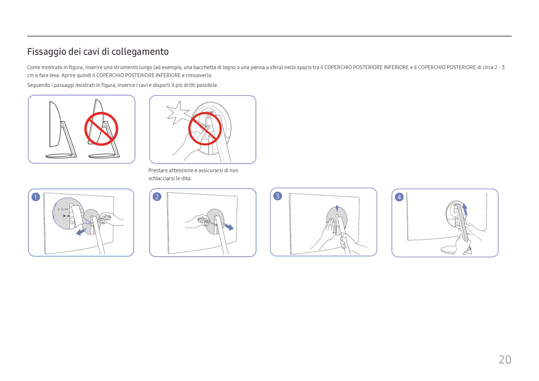 Samsung LC27H711QEUXEN manual Fissaggio dei cavi di collegamento 