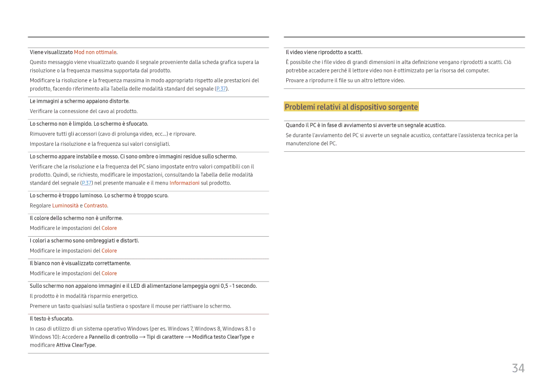 Samsung LC27H711QEUXEN manual Problemi relativi al dispositivo sorgente 