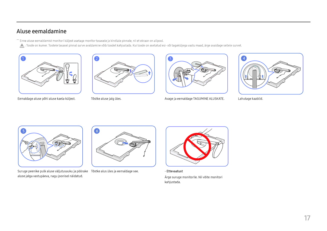 Samsung LC27H711QEUXEN manual Aluse eemaldamine 