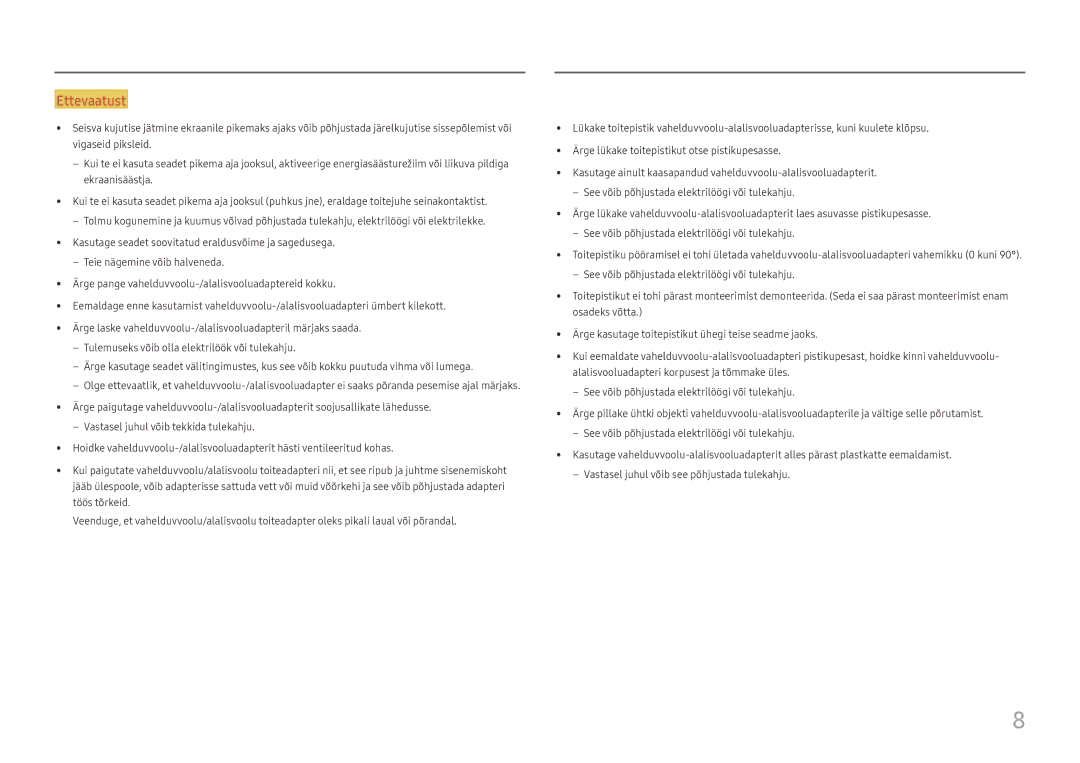 Samsung LC27H711QEUXEN manual Ettevaatust 