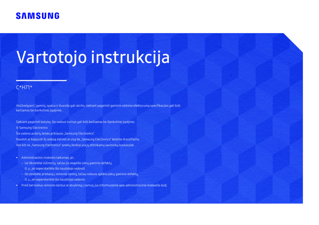 Samsung LC27H711QEUXEN manual Vartotojo instrukcija 